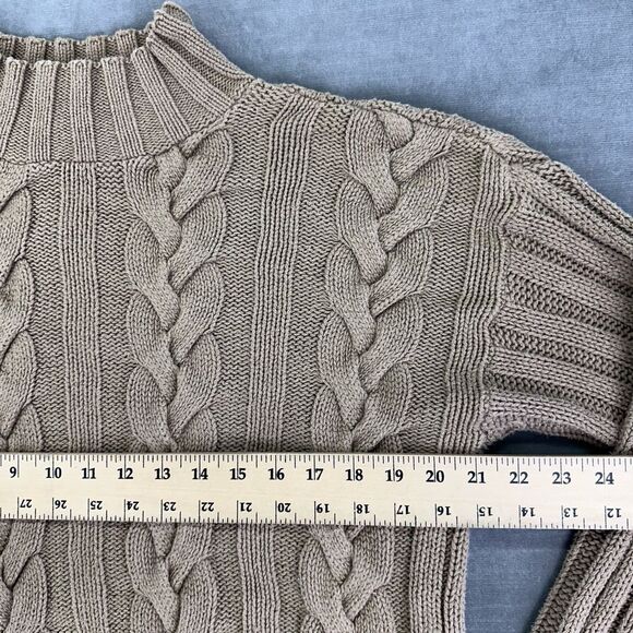 Vintage Sweater Women’s S Brown Turtleneck Cable knit Cropped Made in USA - Picture 7 of 8